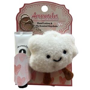 Aromasoles Vanilla Scented Keychain with Hand Lotion Plush Fluffy Cloud Design